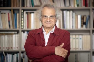 (FILES) French-Lebanese writer and member of the French Academy Amin Maalouf poses in his home in Port-Joinville, western France, on October 1, 2021. French-Lebanese writer Amin Maalouf was elected perpetual secretary of the Academie Francaise (French Academy) on September 28, 2023, succeeding Helene Carrere d'Encausse, who died in August, a member of the institution's administrative committee told AFP. (Photo by LOIC VENANCE / AFP)
